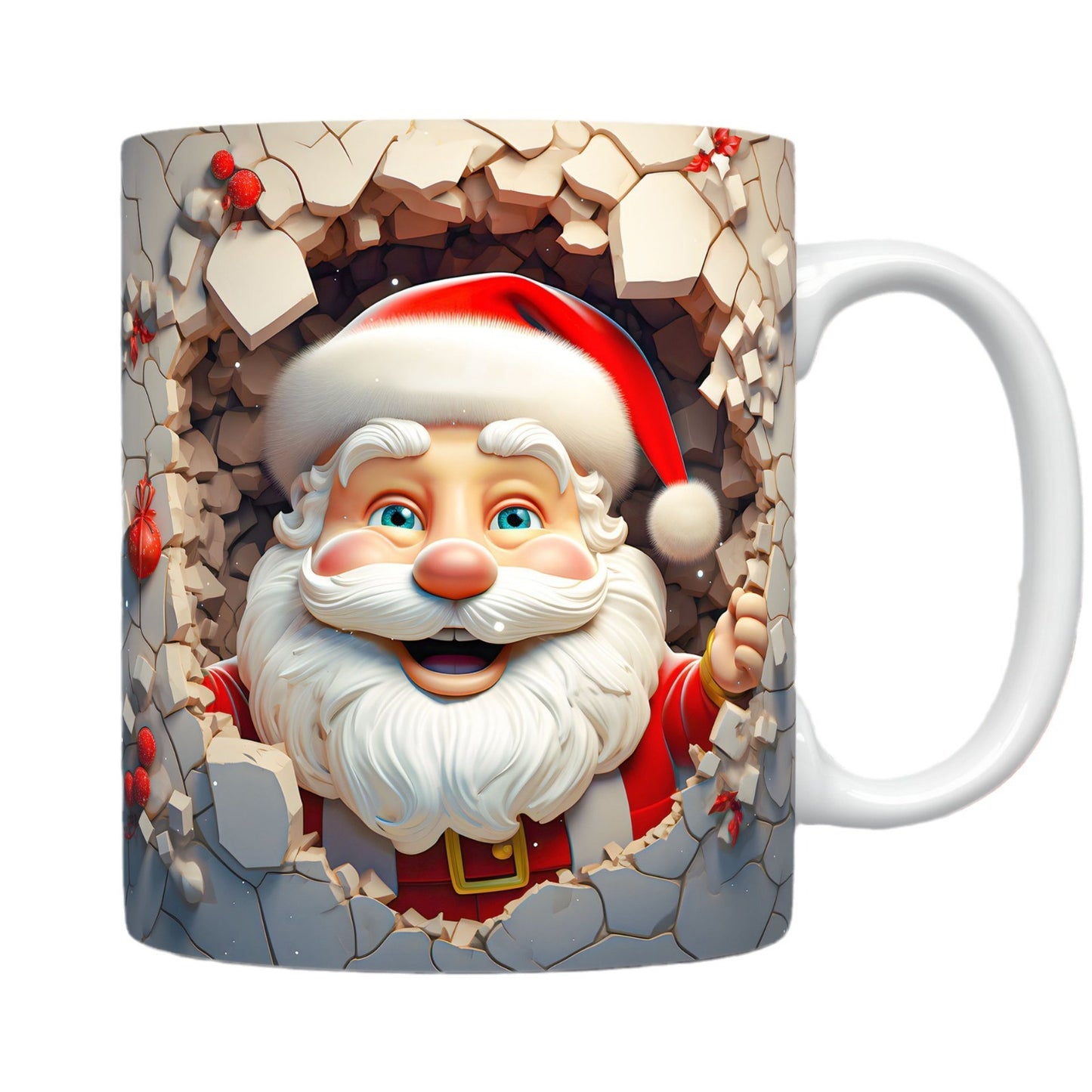 Mug en Céramique 3D de Noël – Design Unique de Bonhomme de Neige et Santa