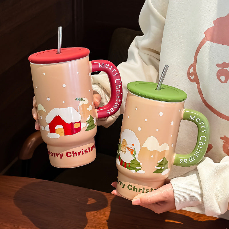 Tasse en Céramique Grande Capacité pour Cadeaux de Noël