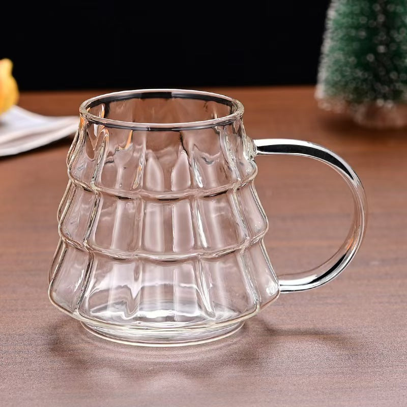 Mug en Verre Transparent de Noël avec Poignée