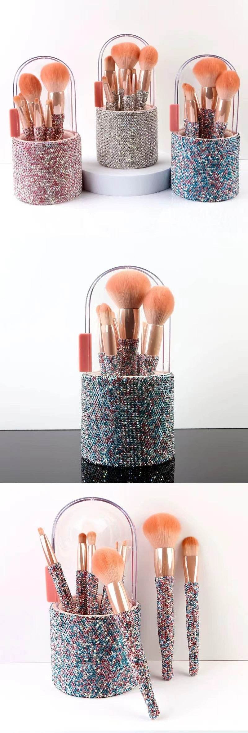 Ensemble de Pinceaux de Maquillage Luxueux avec Diamants - Allomarc.com