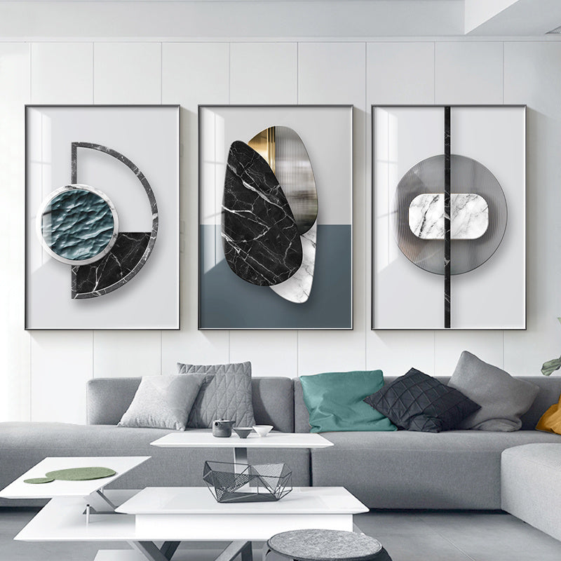 Peinture Abstraite Géométrique sur Toile pour Décoration Murale