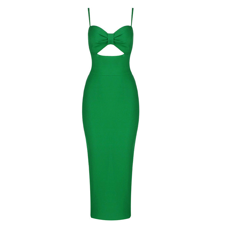 Robe Longue Bandage Sexy à Encolure V Halter Design Creux