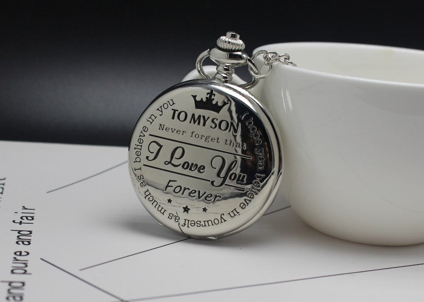Montre de Poche Quartz "À Mon Fils, Amour Éternel"