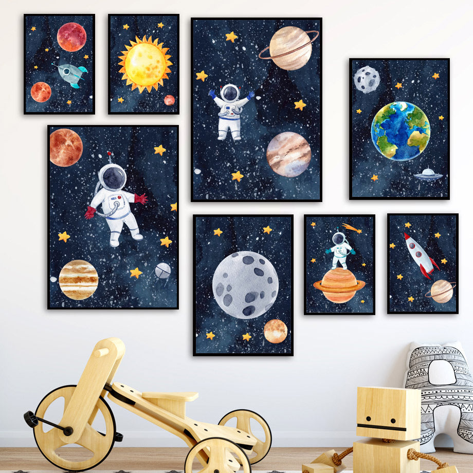 Tableau en Toile Astronaute - Art Murale Évasion Galactique