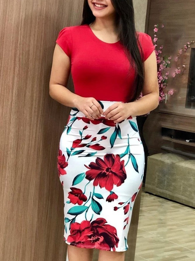 Robe Midi Imprimée pour Bureau - Grande Taille Femme