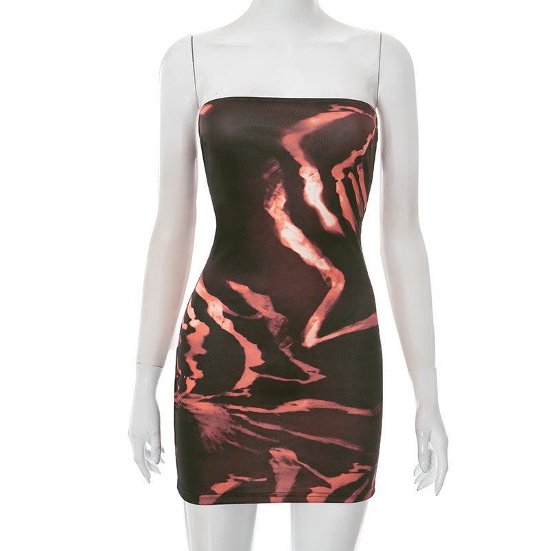 Robe Tube Abstracte en Imprimé – Mode Féminine Européenne et Américaine