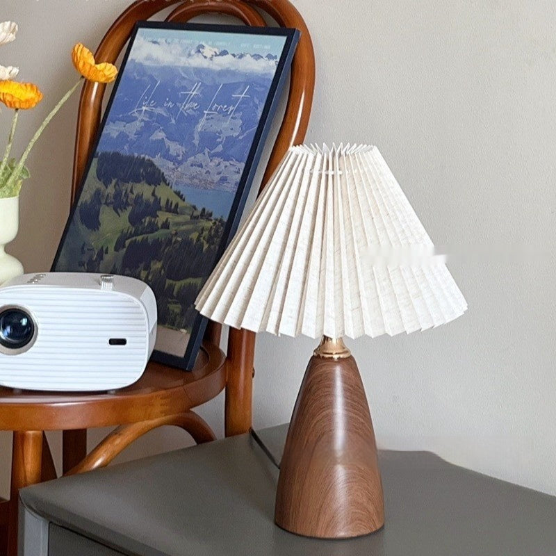 Lampe de Table en Céramique Nordic Retro avec Plis pour Chambre