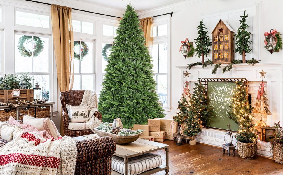 Arbre de Noël Artificiel Hybride Automatique 4ft PE PVC avec Fil en Acier