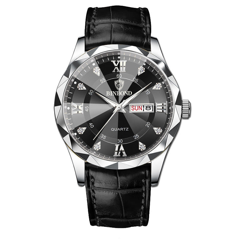 Montre Quartz Homme en Cuir Véritable Étanche - Style Affaires et Loisirs