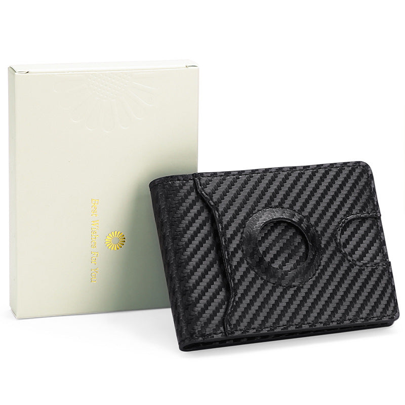 Portefeuille en Cuir Carbone avec Traqueur pour Hommes