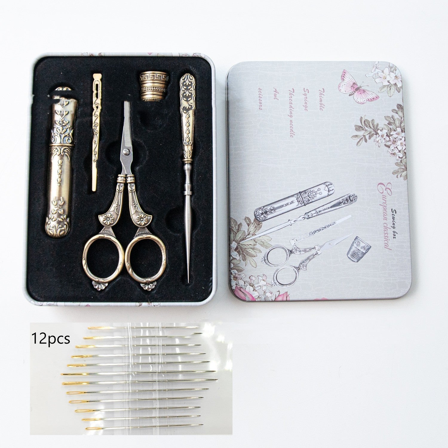 Ciseaux de couture rétro en métal - Ensemble de 6 pièces