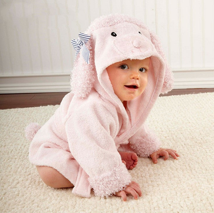 Serviettes de bain et peignoirs à capuche pour bébé avec motifs d'animaux mignons en coton