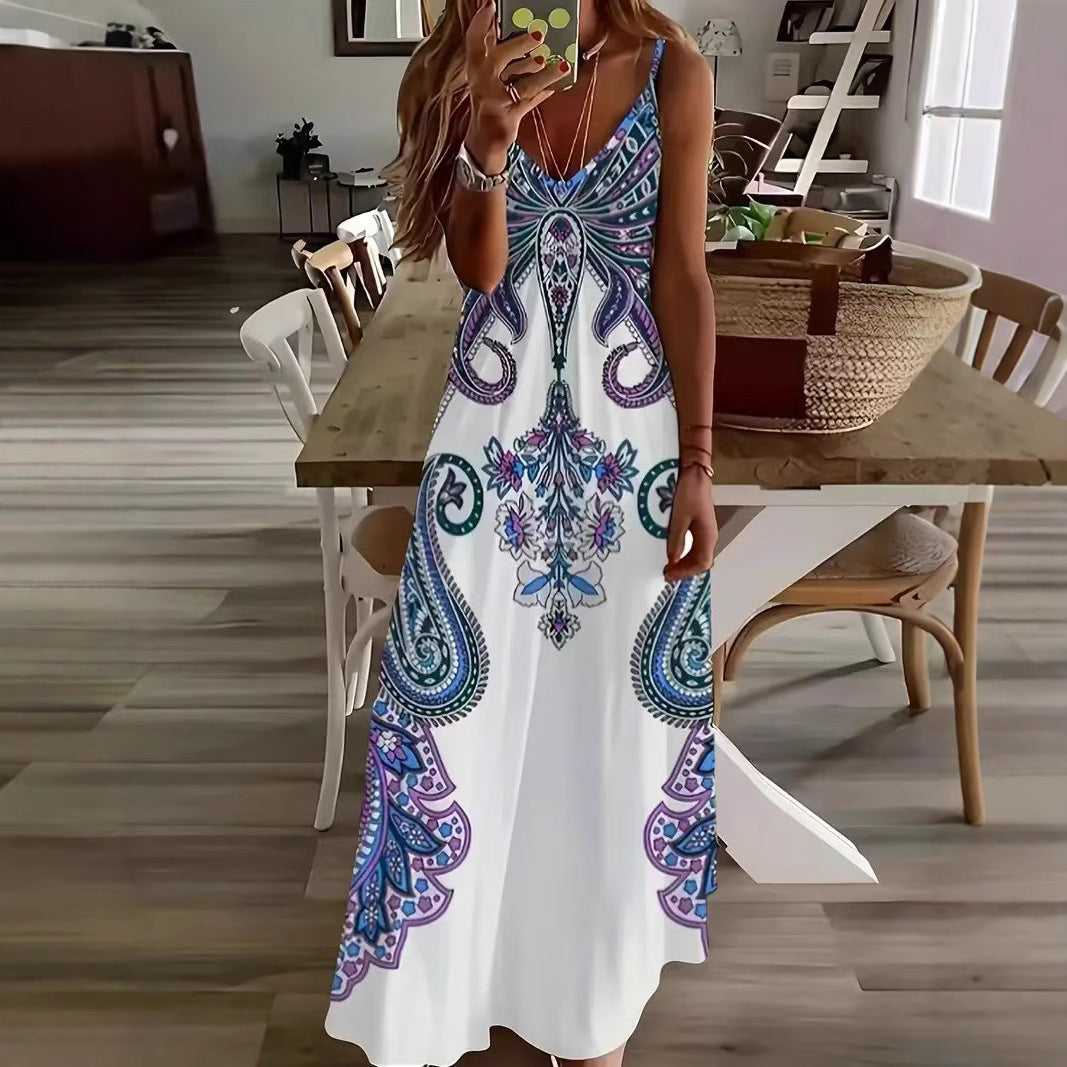 Jumpsuit Imprimé sans Manches à Col V