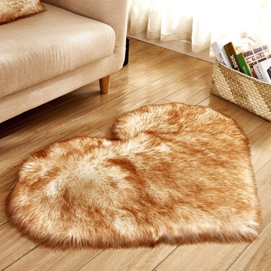 Tapis en Forme de Coeur Plush Antidérapant - Tapis Fluffy pour Salon