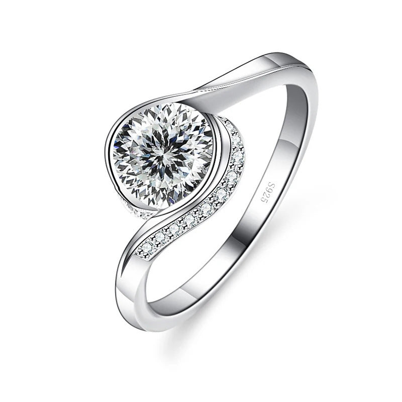 Bague en Moissanite S925 en Argent Sterling pour Femmes