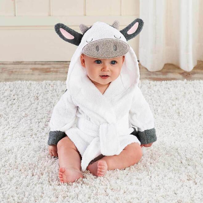 Serviettes de bain et peignoirs à capuche pour bébé avec motifs d'animaux mignons en coton