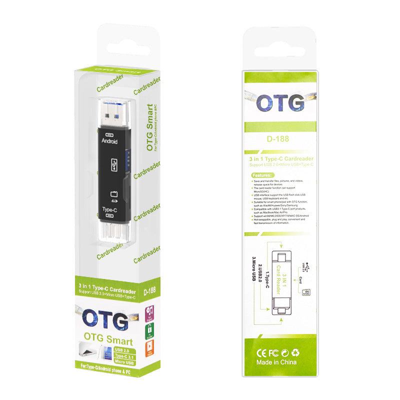 Adaptateur OTG Hub Type-C Micro USB avec Lecteur de Carte TF
