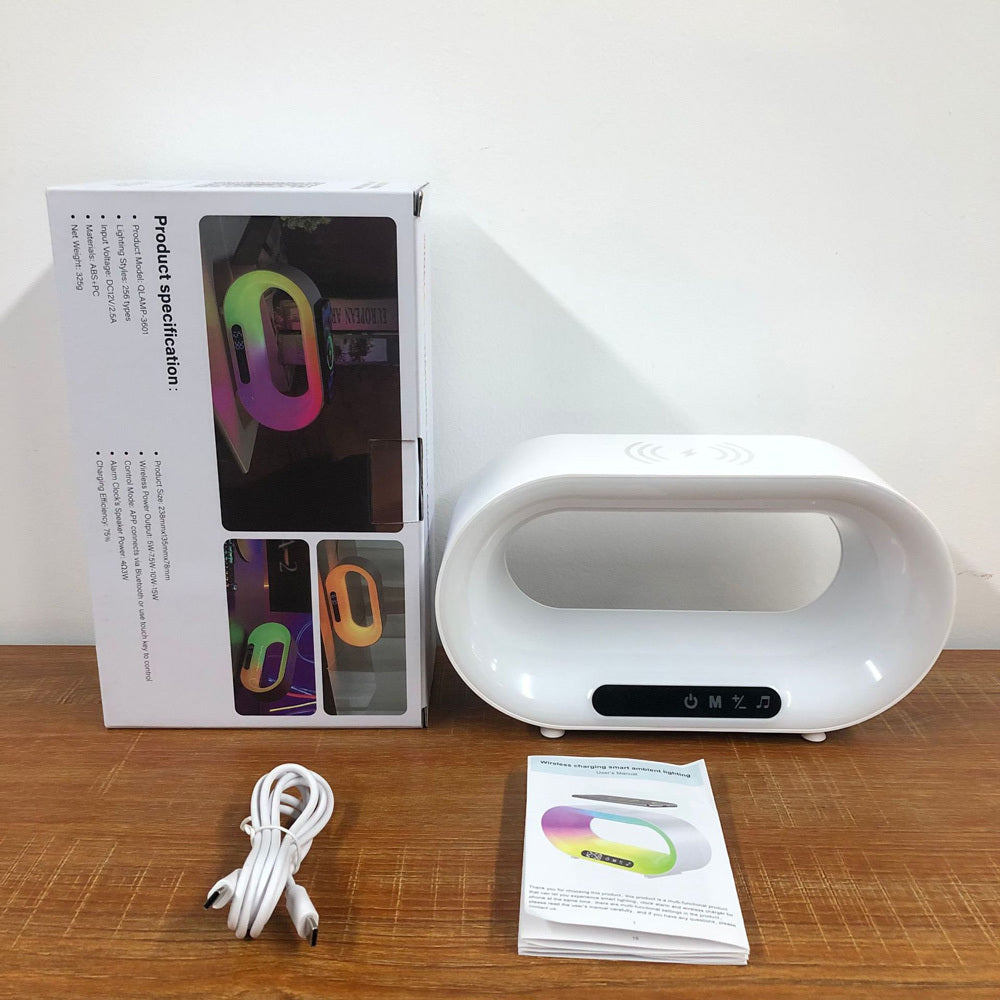 Lampe de Bureau LED 3 en 1 avec Contrôle APP, Chargeur sans Fil et Réveil