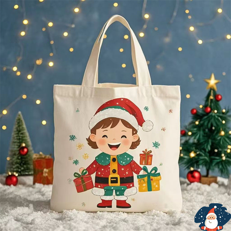 Sac en toile portable de Noël avec motif du Père Noël