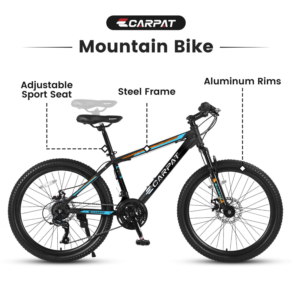 Vélo de Montagne S26102 26 pouces, Shimano 21 Vitesses avec Freins à Disque Mécaniques