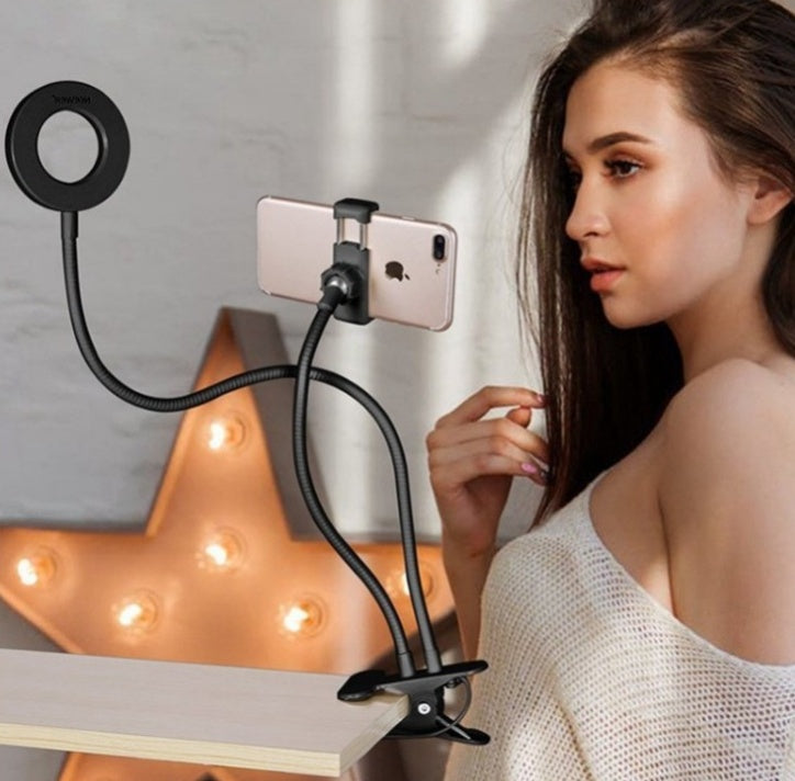 Anneau Lumineux LED pour Selfie avec Support Ajustable - 8cm