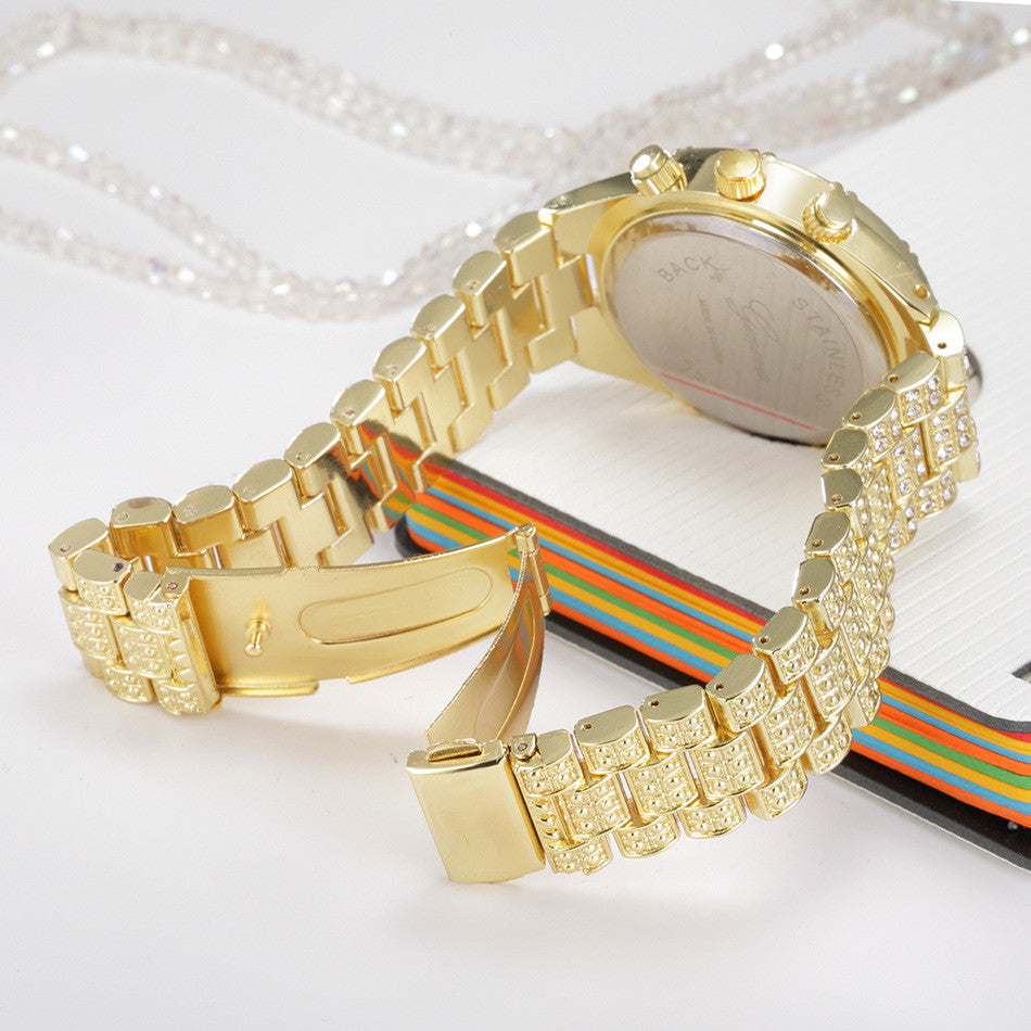 Montre Femme Analogique en Quartz avec Cristaux - Luxe et Élégance
