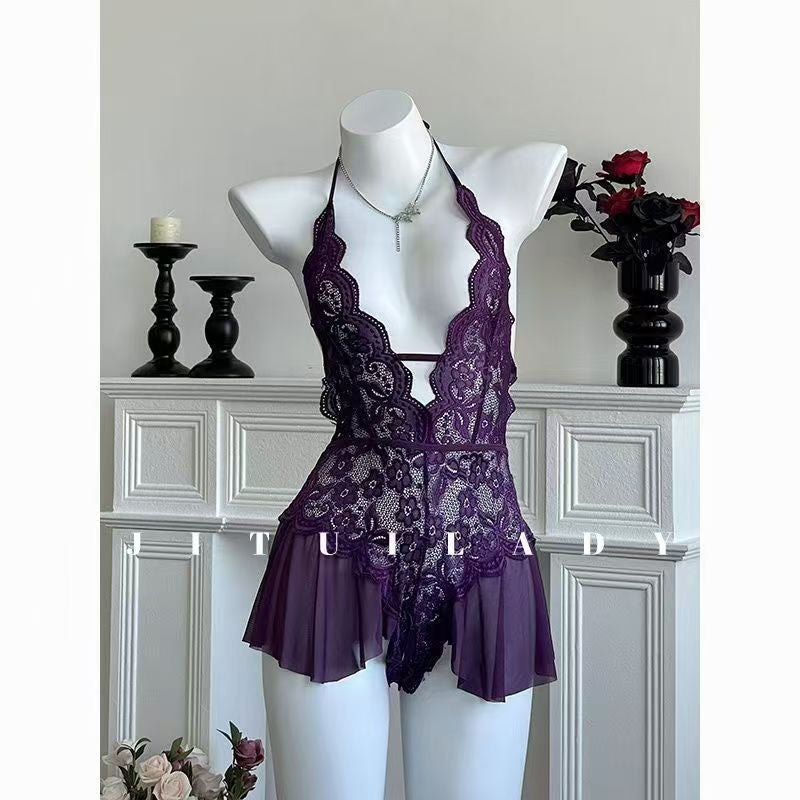 Nuit Enchanteresse avec la Robe de Nuit Sexy à Bretelles Spaghetti
