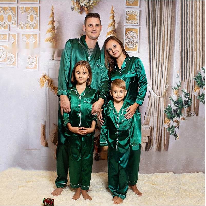 Pyjama en Soie Glacée Parent-Enfant à Manches Longues - Allomarc.com