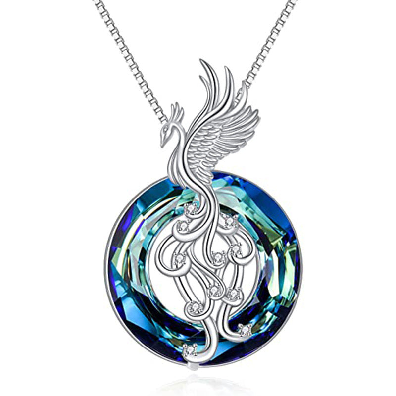 Collier en Cristal Phoenix et Boucles d'Oreilles Colorées pour Femmes