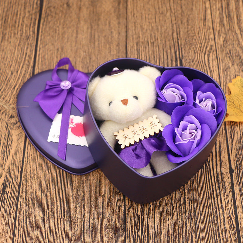 Boîte Cadeau Fleurs en Savon - Idée Cadeau pour la Saint-Valentin et la Fête des Mères