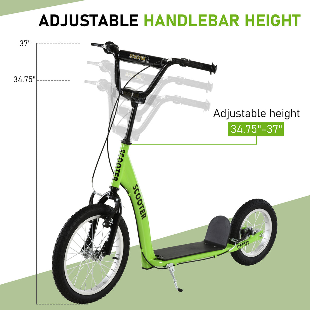 Trottinette pour Enfant Avec Guidon Réglable, Freins Doubles et Roues Gonflables - Vert