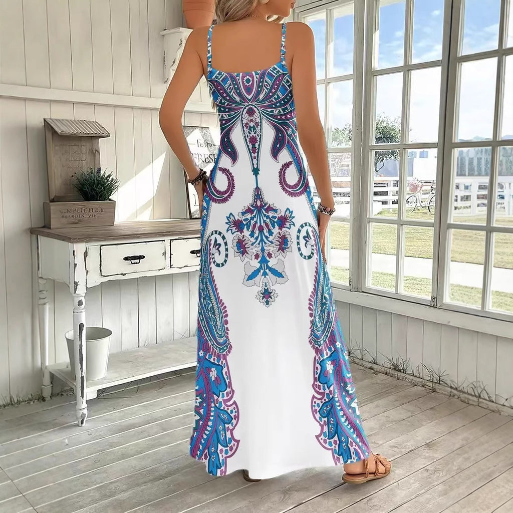 Jumpsuit Imprimé sans Manches à Col V
