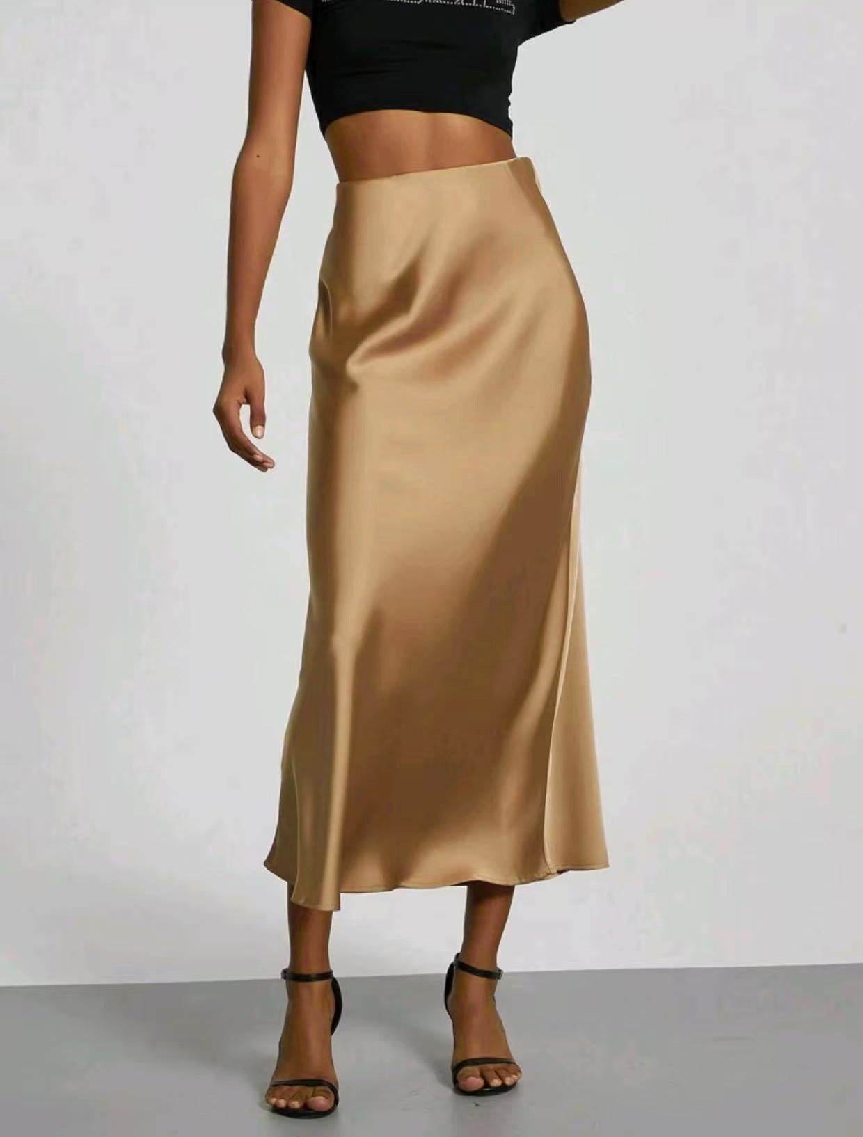 Jupe Satinée Ajustée Femme - Chic et Élégante - Allomarc.com