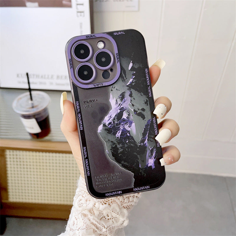 Coque de Téléphone Apple 14 Violet Foncé - Pic de Montagne