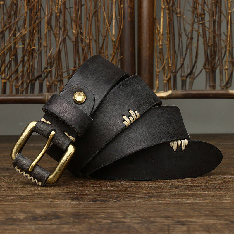 Ceinture en Cuir de Vachette Retro Artisanale