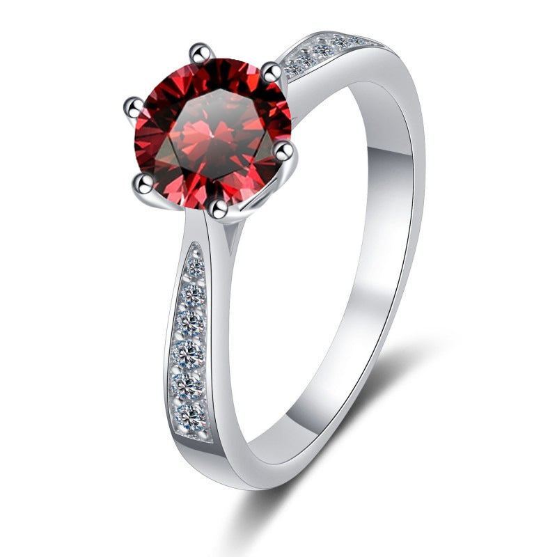 Bague en Moissanite Classique à Six Griffes en Argent S925