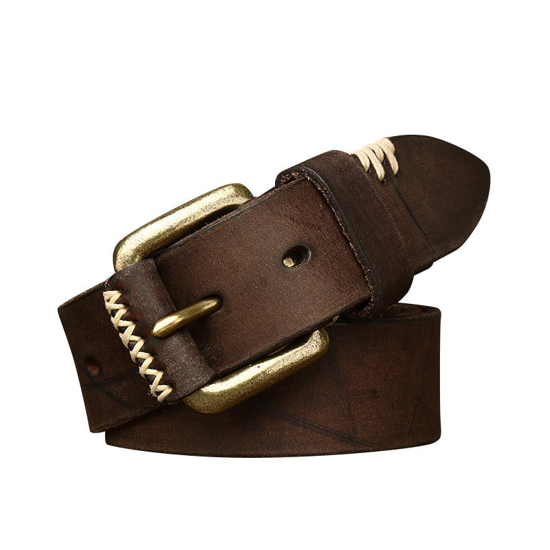 Ceinture en Cuir de Vachette Retro Artisanale