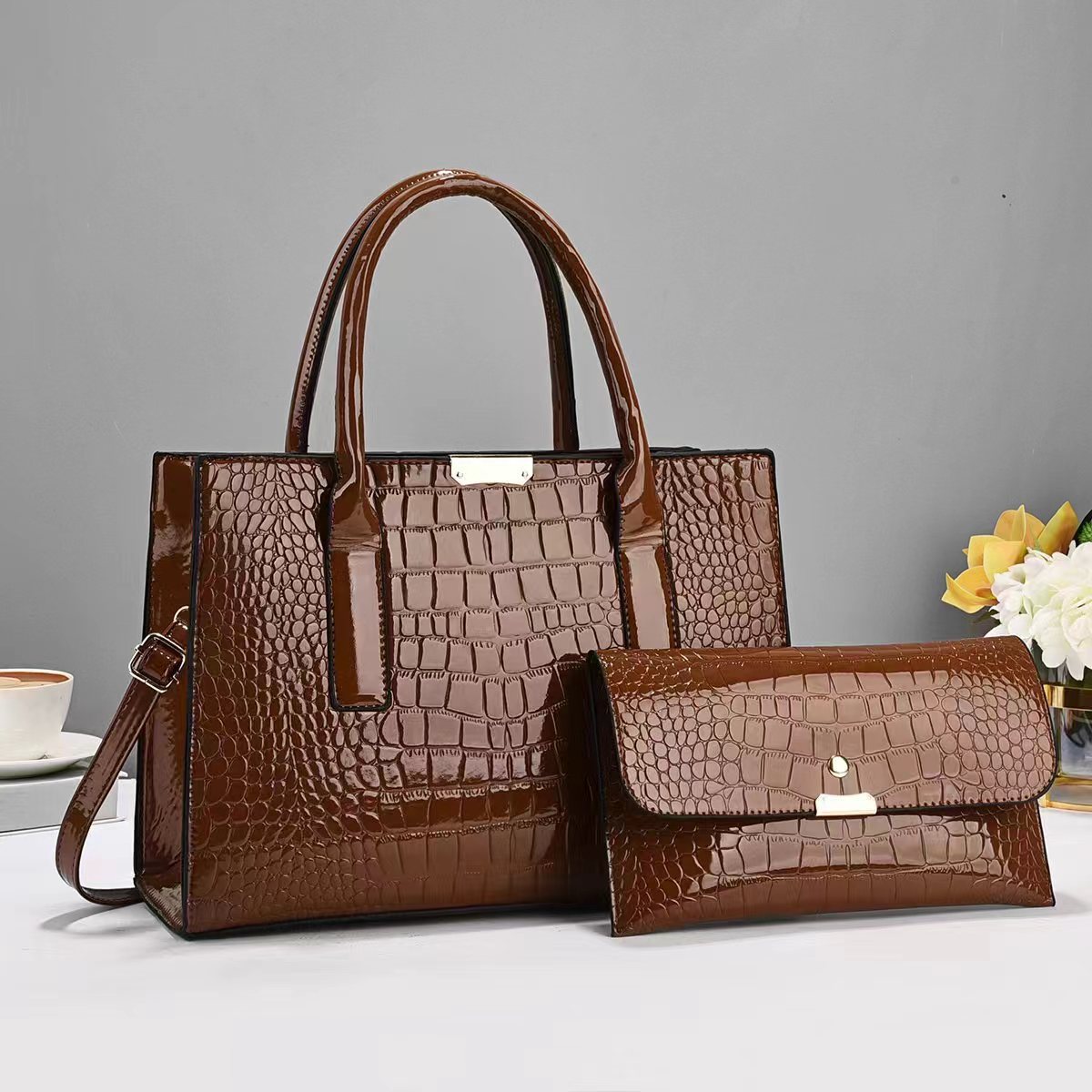 Sac à bandoulière tendance pour mère et enfant avec motif en pierre