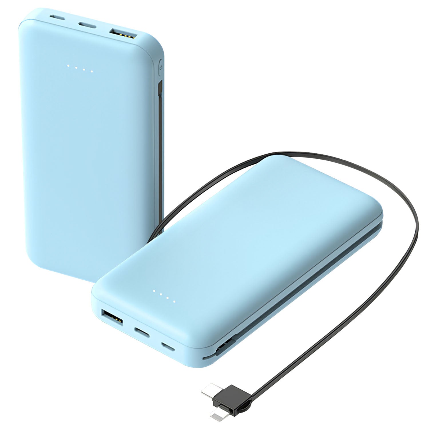Chargeur Portable 10000mAh avec Câble Type C et LT - Idéal pour iPhone et Android