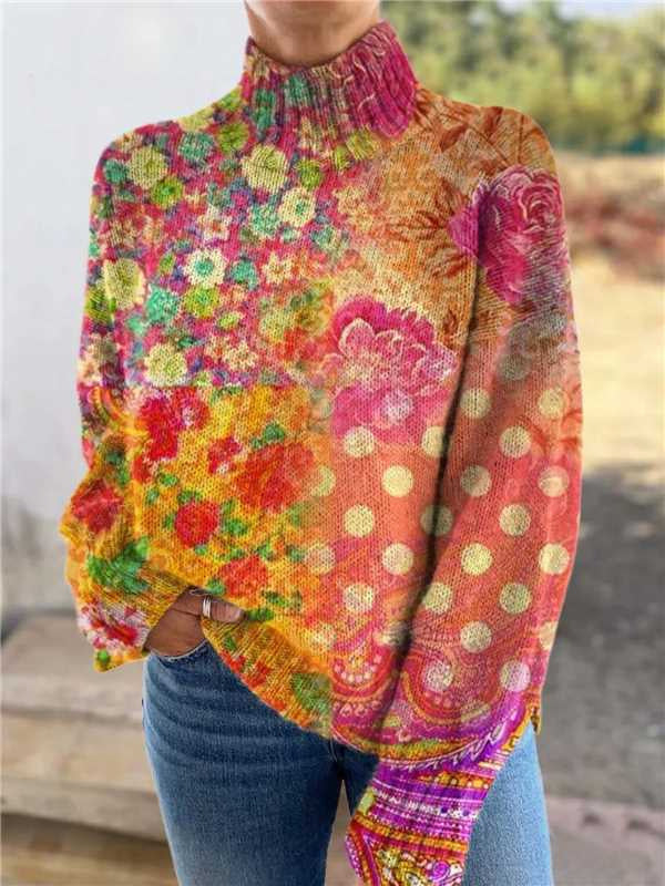 Pull En Col Roulé Imprimé Pour Femmes - Noël