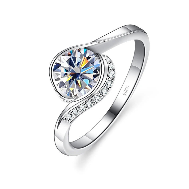 Bague en Moissanite S925 en Argent Sterling pour Femmes