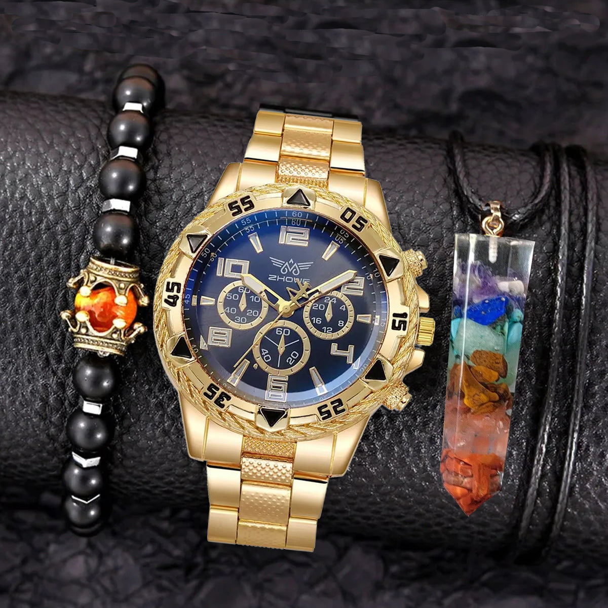 Montre Quartz Créative à Grand Cadran avec Trois Aiguilles en Acier