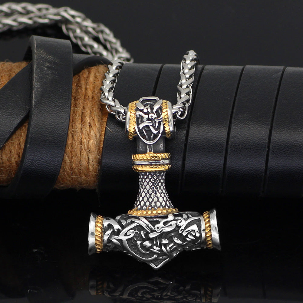 Pendentif en Forme de Marteau Rune Viking Nordique pour Homme