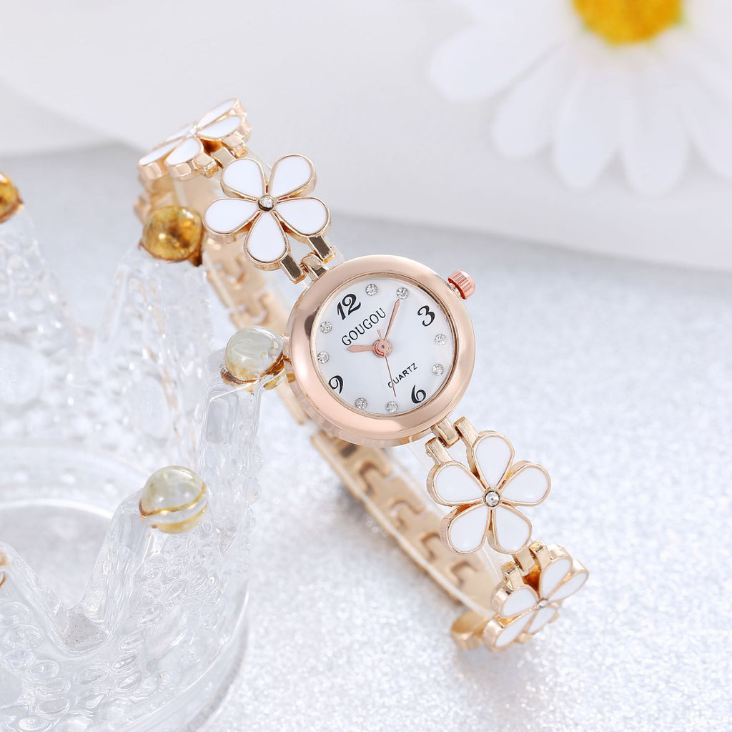 Montre Bracelet Femme à Motif Pétale en Quartz
