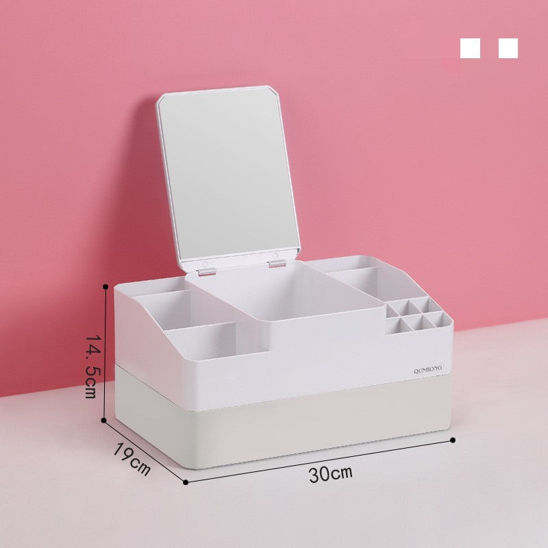 Boîte en plastique avec miroir et support pour rouge à lèvres