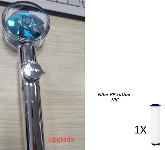 Douchette Turbo Propeller Économiseur d'Eau Haute Pression 360 Degrés avec Extension de Ventilateur