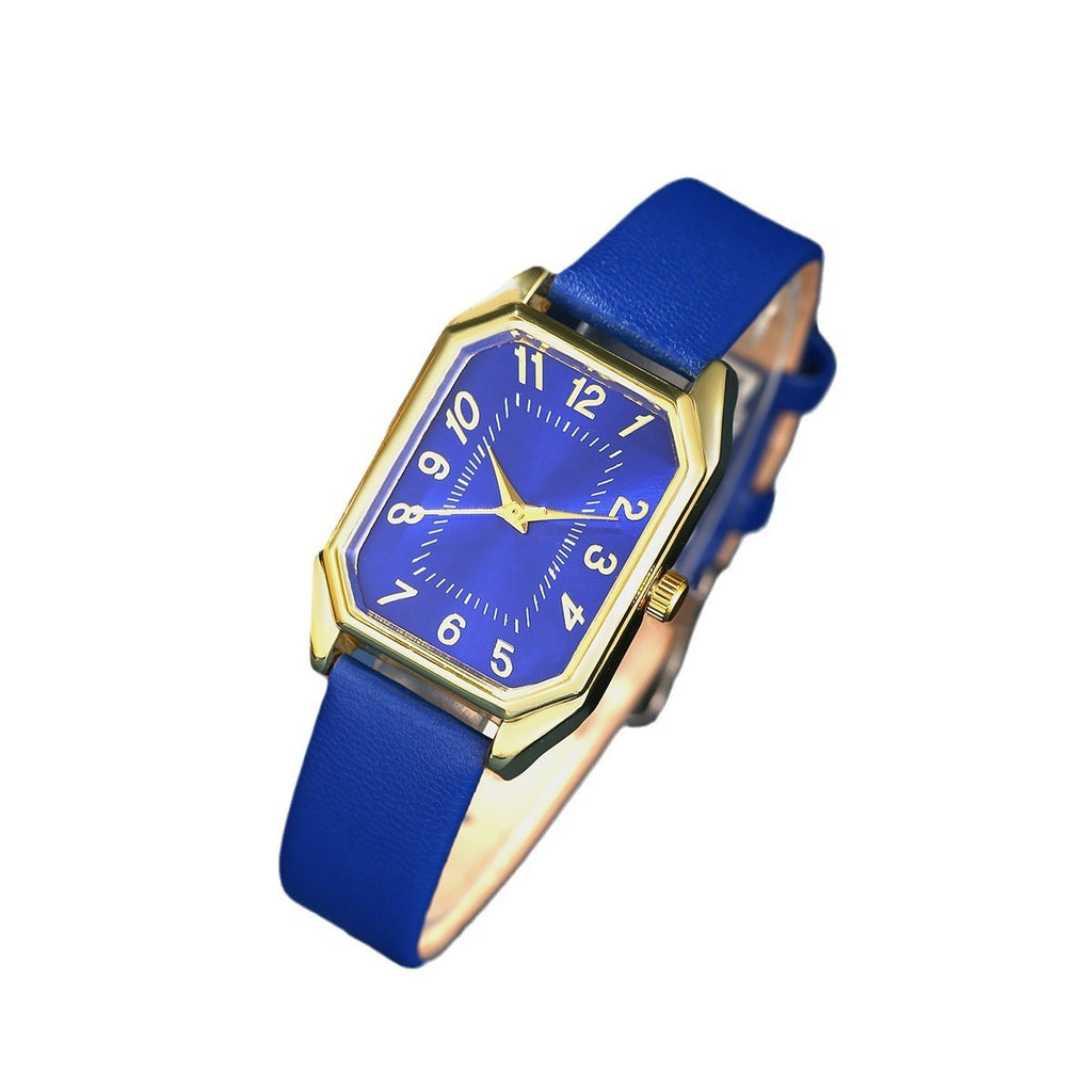 Montre Femme Cuir Carrée Quartz avec Ensemble de Collier, Boucles d'Oreilles et Bague