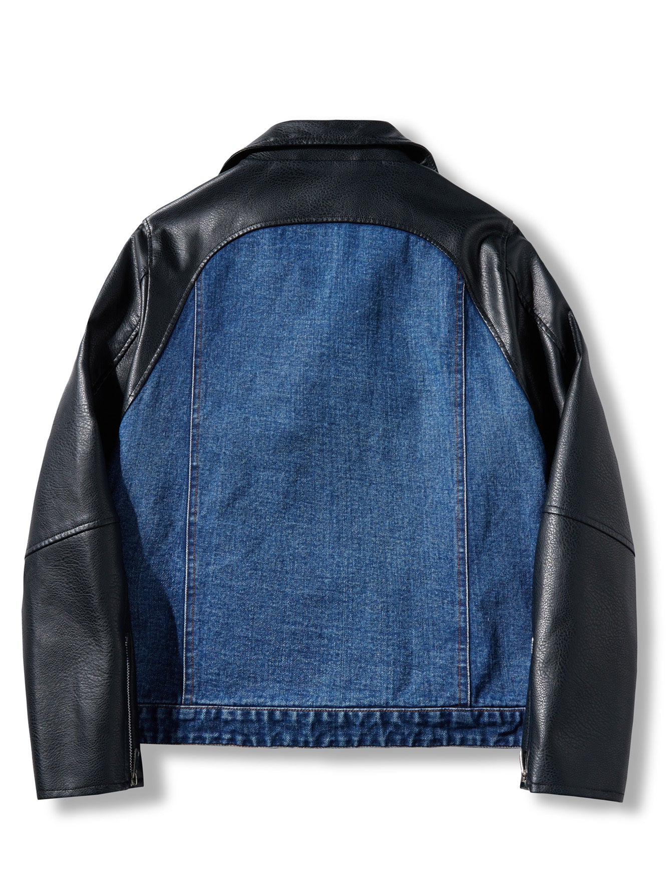 Veste en Jean à Patches pour Hommes, Veste de Travail à Fermeture Éclair Diagonale