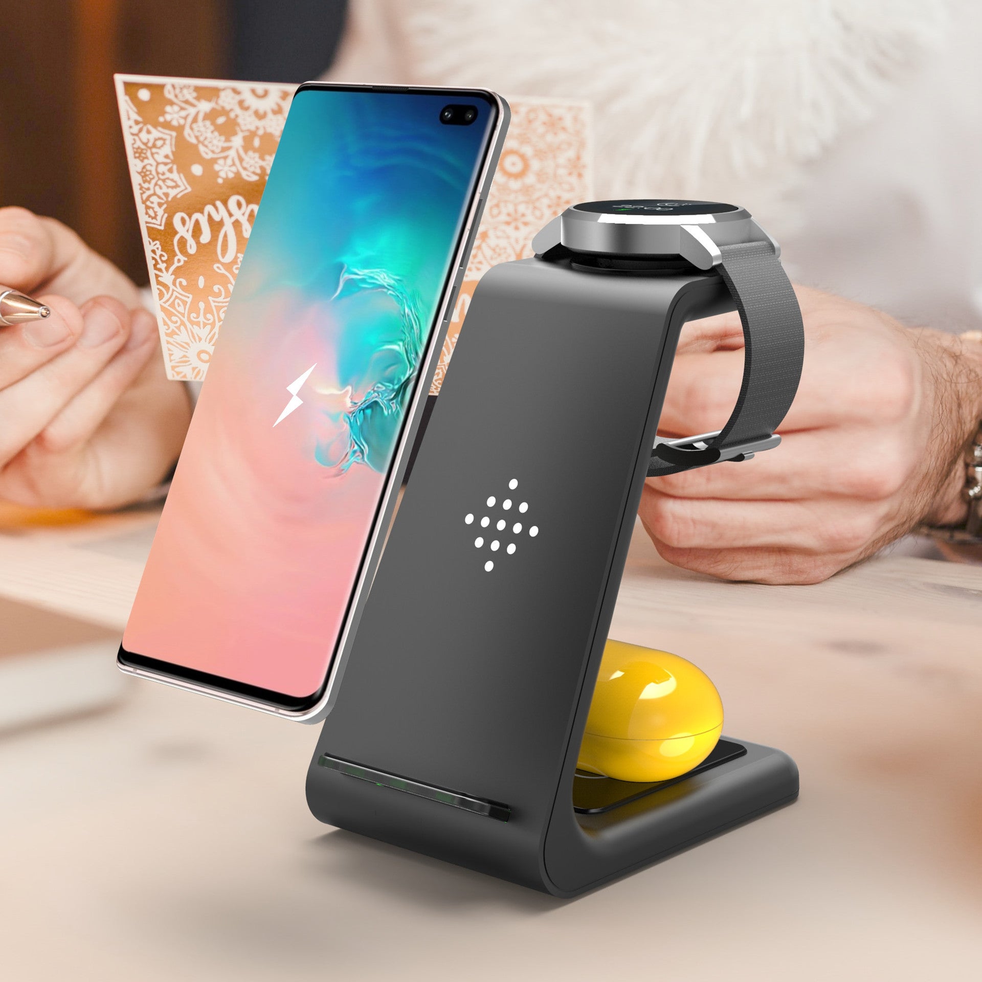 Station de Charge Sans Fil 3 en 1 - Support de Charge Rapide pour Téléphone