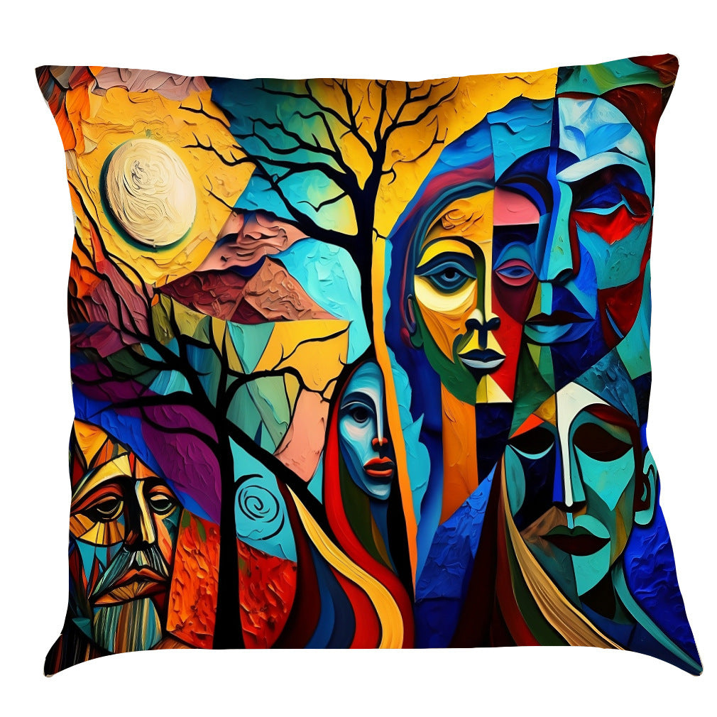 Coussin en Lin Imprimé avec Peinture Huile Créative - Voiture